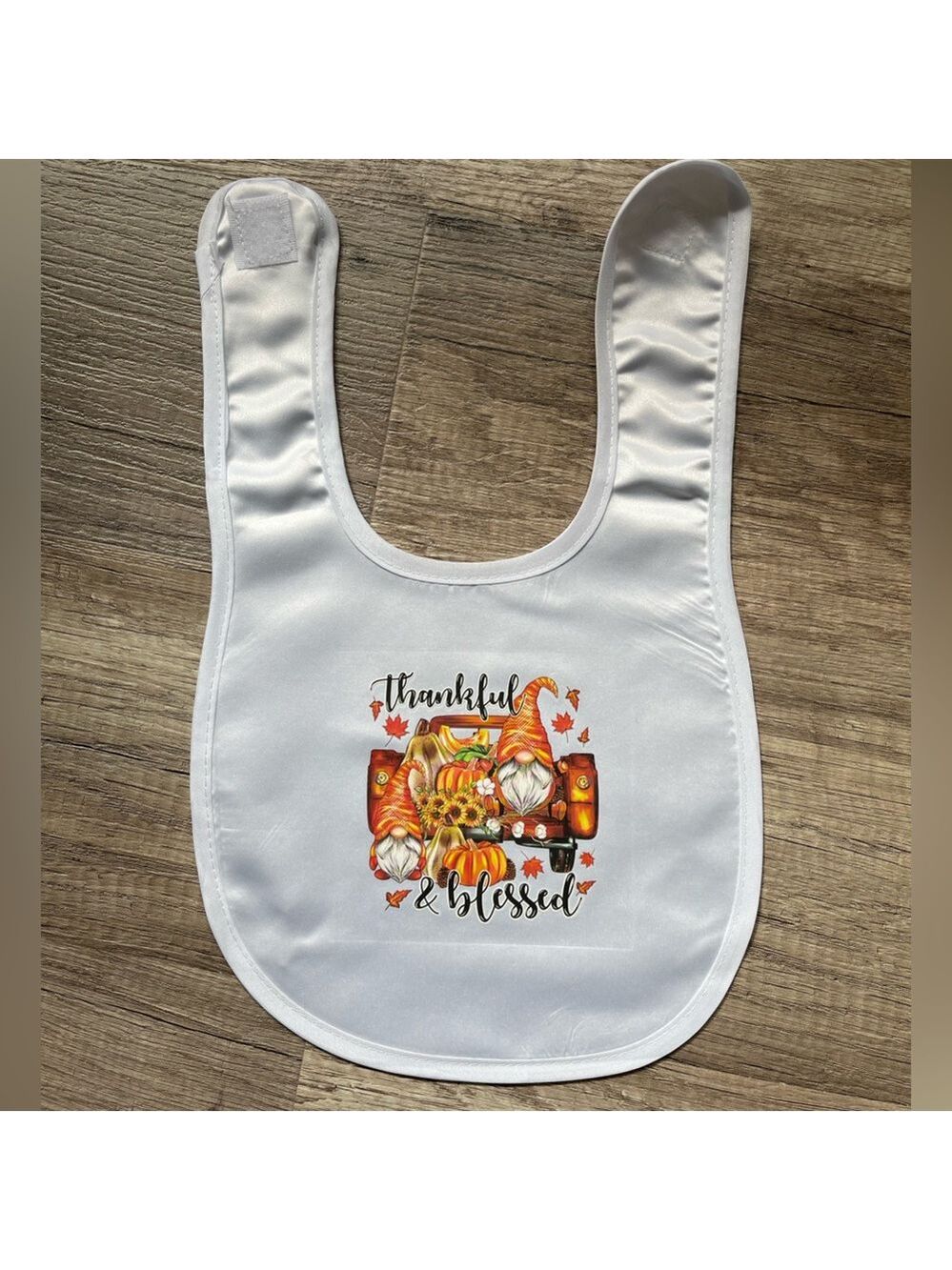 New Thankful Blessed Gnome Fall Baby Bib